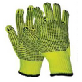 Hi-Viz Lime Cotton/ Poly Blend PVC Dotted 2 Sided String Gloves (X-Large)